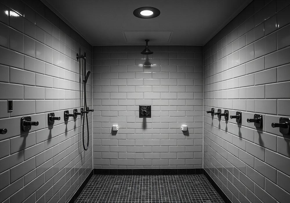 Douches de vestiaires carrelées modernes