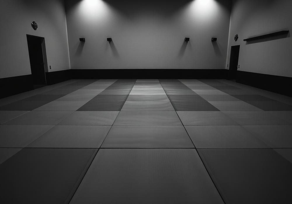 Tatamis de judo parfaitement posés dans un dojo